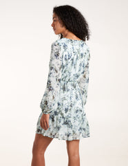 Tie Front Watercolour Mini Dress