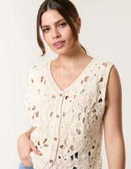 Crochet Button Vest