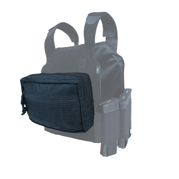 Image of the Admin Pouch attached to our Discreet Plate Carrier. A perfect level 3 or level 4 bulletproof vest.