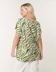 Animal Printed Diamante Detailed Top