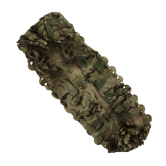 The OPE Gear Backpack Scrim - Camouflage Pack Cover by OPE Gear, made from rugged Cordura nylon with ruffled edges and designed for elongated packs, is displayed against a white background.