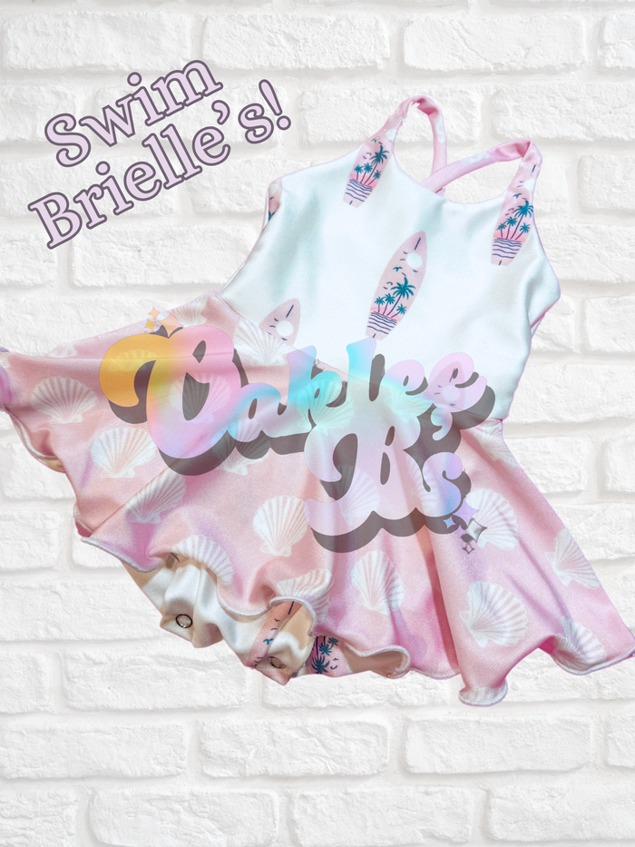 Pink Surf/Shells Swim Brielle (SIZE UP)