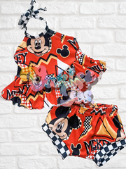 Red Mouse Olive Top & Shorties