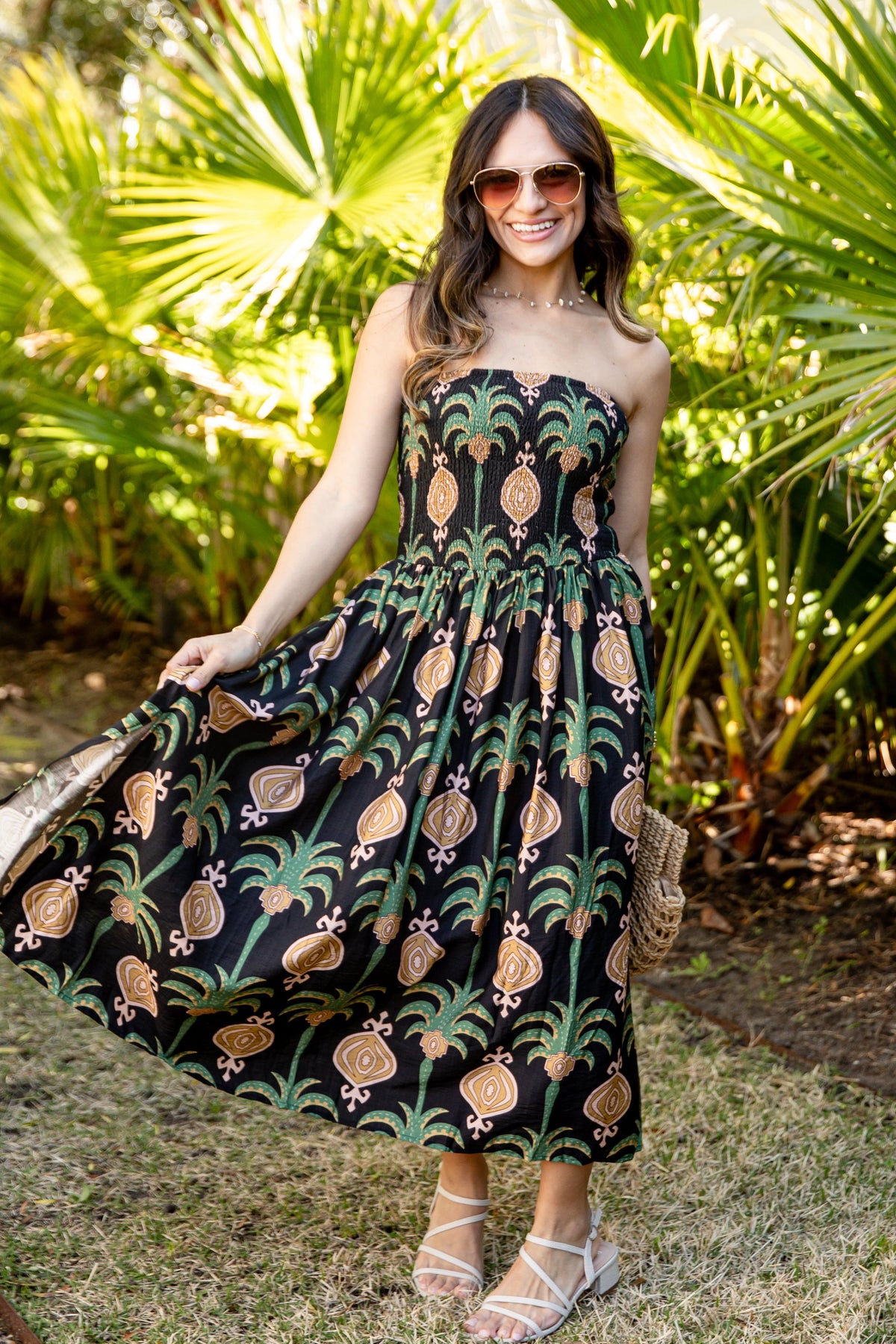 Chic Essential Strapless Smocked Black Maxi Dress