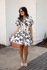 Oh So Good Ivory A-Line Floral Mini Dress