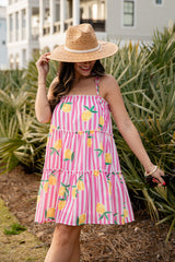 Citrus Grove Tiered Stripe Mini Dress