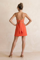 Strapless Sheath Keyhole Mini Dress in Orange