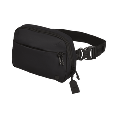 The Vertx Everyday Fanny Pack+ in black features multiple zippered compartments, an adjustable strap with side buckle closure, and a ballistic-panel compatible design. Shown against a white background.