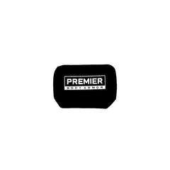 A rectangular black Level IIIA insert by Premier Body Armor, featuring "PREMIER BODY ARMOR" printed in white at the center, perfect for your Vertx MP Waist Pack.