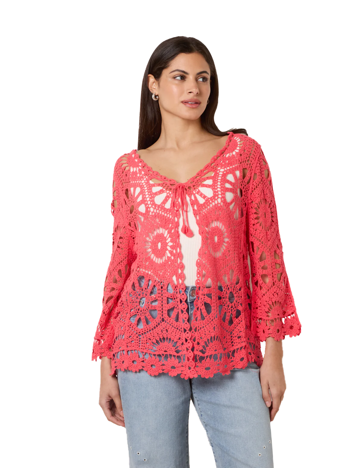 Long-Sleeved Crochet Cardigan