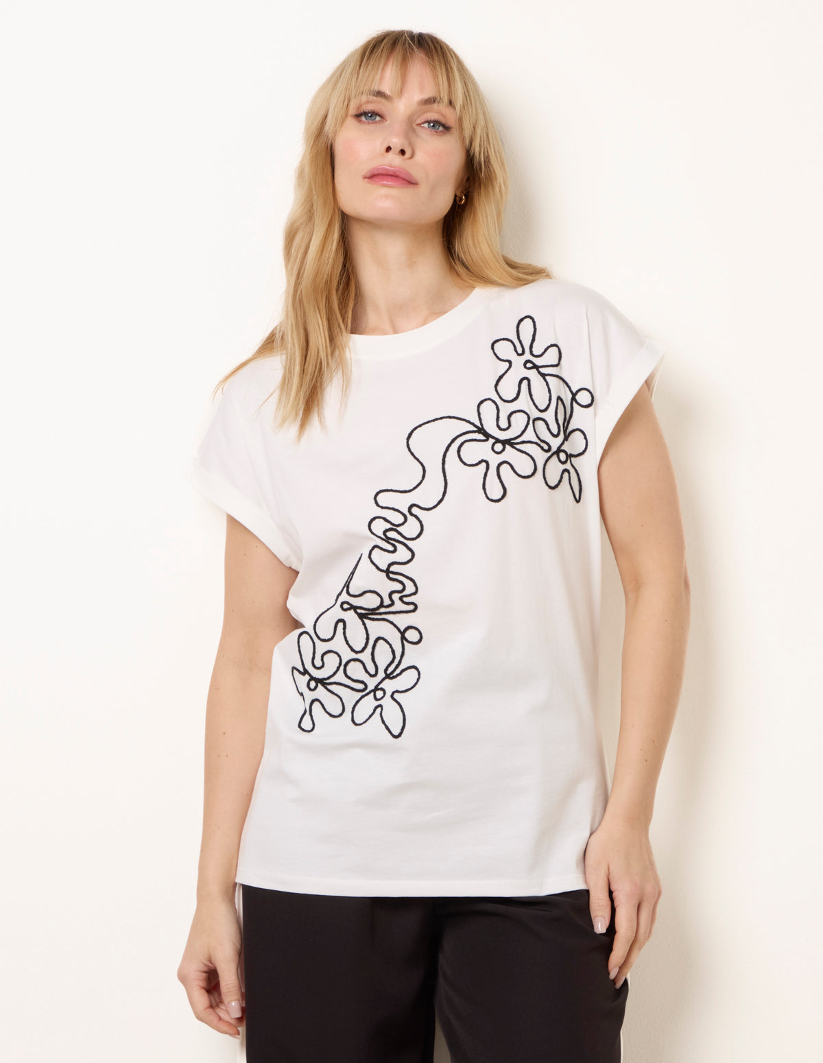 T-Shirt With Floral Embroidery
